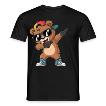 Dabbing Bär mit Cap – Cooles Kinder Motiv - Männer T-Shirt - Schwarz - Vorne - AI Model Male 178 light (178cm)