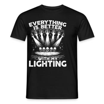 Technicien d'éclairage Technicien d'éclairage Technologie de l'éclairage - T-shirt homme - noir - Devant - AI Model Male 178 light (178cm)