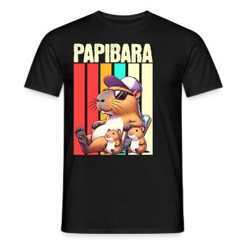 Papibara Capybara Papa Vater - Männer T-Shirt - Schwarz - Vorne - AI Model Male 178 light (178cm)
