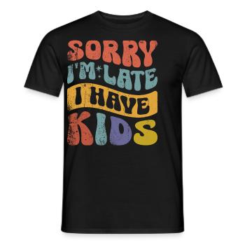 Désolé d’être en retard j’ai des enfants - T-shirt homme - noir - Devant - AI Model Male 178 light (178cm)