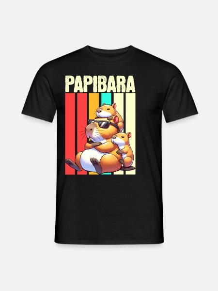 Papibara Capybara Father Dad - Men's T-Shirt - black