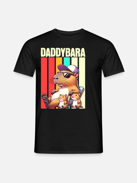 Daddybara Capybara Father Dad - Men's T-Shirt - black