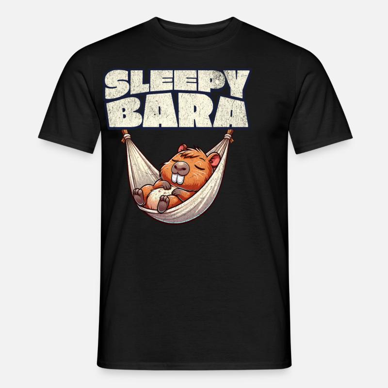 Capybara Sleepybara - Männer T-Shirt - Schwarz