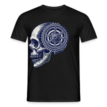 Fahrrad Schädel Getriebe Radsport Kunstwerk - Männer T-Shirt - Schwarz - Vorne - AI Model Male 178 light (178cm)