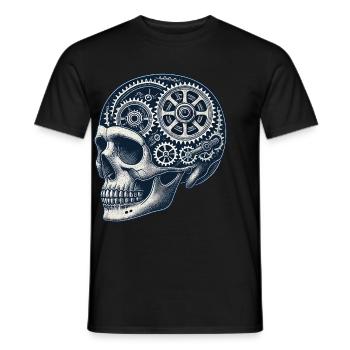 Fahrrad Enthusiast Schädel Zahnräder - Männer T-Shirt - Schwarz - Vorne - AI Model Male 178 light (178cm)