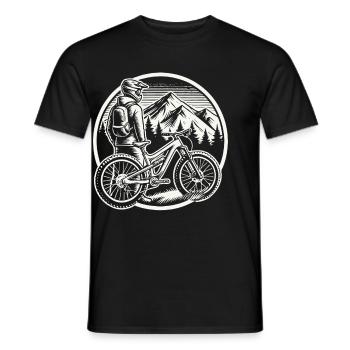 Vélo aventureux Montagnes Amoureux de la nature - T-shirt homme - noir - Devant - AI Model Male 178 light (178cm)