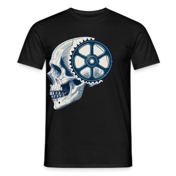 Fahrradliebhaber Schädel mit Zahnrad für Radsport - Männer T-Shirt - Schwarz - Vorne - AI Model Male 178 light (178cm)