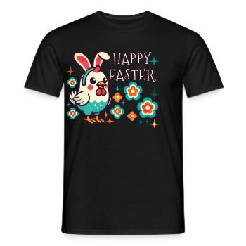 Pâques Rétro Joyeuse Pâques Fleur de Poulet - T-shirt homme - noir - Devant - AI Model Male 178 light (178cm)