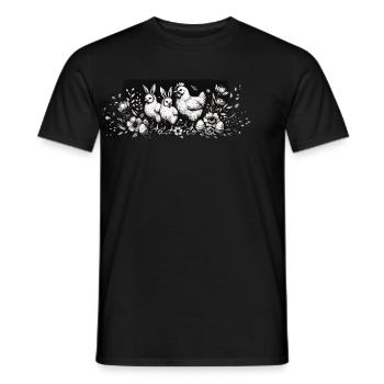 Poules de Pâques Poussins Lapins de Pâques Rétro Cottagecore - T-shirt homme - noir - Devant - AI Model Male 178 light (178cm)