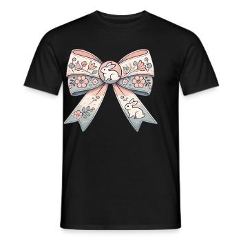 Joli arc de Pâques avec des lapins et des fleurs - T-shirt homme - noir - Devant - AI Model Male 178 light (178cm)