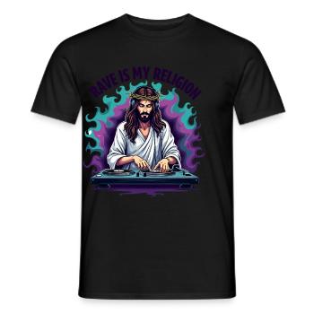 Rave Techno House Party EDM Festival Goa Electro - Männer T-Shirt - Schwarz - Vorne - AI Model Male 178 light (178cm)