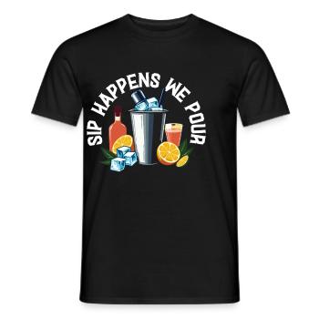 Bartender Barman Sip Happens We Pour - Men's T-Shirt - black - Front - AI Model Male 178 light (178cm)