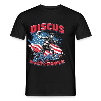 Discus Throw Where Grace Meets Power - Men's T-Shirt - black - Front - AI Model Male 178 light (178cm)