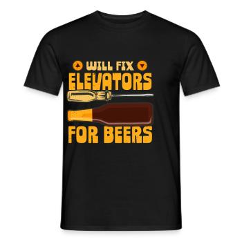 Elevator Mechanic Will Fix Elevators For Beers - Men's T-Shirt - black - Front - AI Model Male 178 light (178cm)