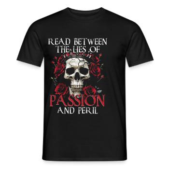 Dark Romance Read Between The Lies Of Passion - Men's T-Shirt - black - Front - AI Model Male 178 light (178cm)