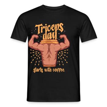 Trizeps Workout Triceps Day Starts With Coffee - Männer T-Shirt - Schwarz - Vorne - AI Model Male 178 light (178cm)