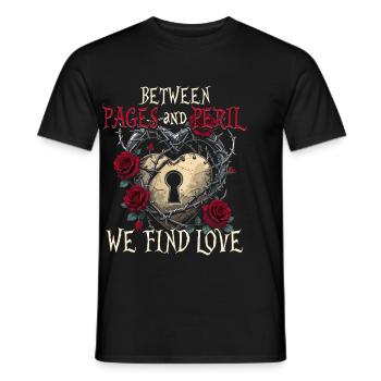 Dark Romance Between Pages And Peril We Find Love - Men's T-Shirt - black - Front - AI Model Male 178 light (178cm)