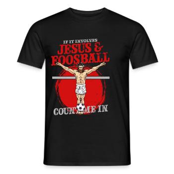 Table football, foosball table, Jesus & Foosball - Men's T-Shirt - black - Front - AI Model Male 178 light (178cm)