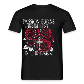 Dark Romance Passion Burns Birghtest In The Dark - Men's T-Shirt - black - Front - AI Model Male 178 light (178cm)