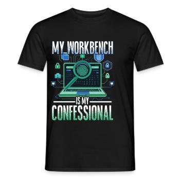 Digital Forensics My Workbench Is My Confessional - Men's T-Shirt - black - Front - AI Model Male 178 light (178cm)