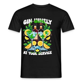 Bartender Barman Gin-uniely At Your Service - Men's T-Shirt - black - Front - AI Model Male 178 light (178cm)