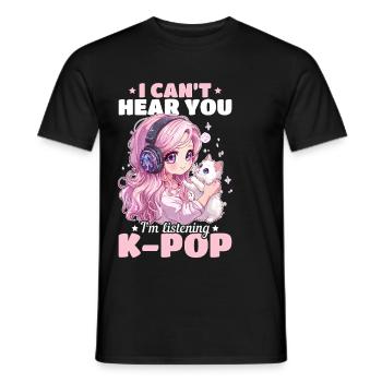 Anime K Pop & Cats Kawaii - Männer T-Shirt - Schwarz - Vorne - AI Model Male 178 light (178cm)