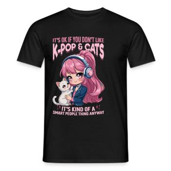 Anime K Pop & Cats Kawaii - Männer T-Shirt - Schwarz - Vorne - AI Model Male 178 light (178cm)