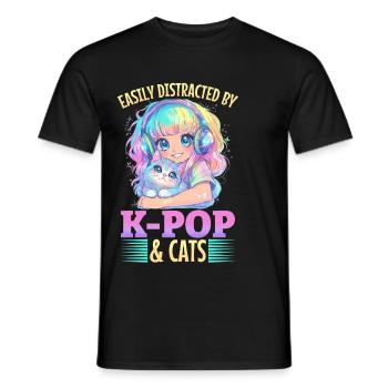 Anime K Pop & Cats Kawaii - Männer T-Shirt - Schwarz - Vorne - AI Model Male 178 light (178cm)