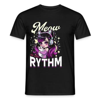 Anime K Pop & Cats Kawaii - Männer T-Shirt - Schwarz - Vorne - AI Model Male 178 light (178cm)