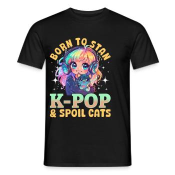 Anime K Pop & Cats Kawaii - Männer T-Shirt - Schwarz - Vorne - AI Model Male 178 light (178cm)