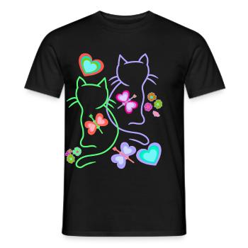 Spring Summer Retro Cats Cat Kids 80s - Men's T-Shirt - black - Front - AI Model Male 178 light (178cm)