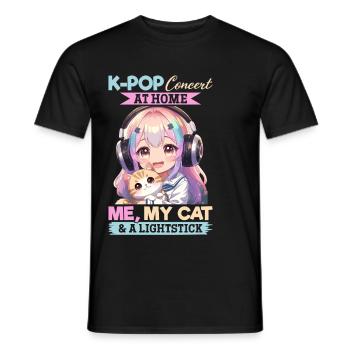 Anime K Pop & Cats Kawaii - Männer T-Shirt - Schwarz - Vorne - AI Model Male 178 light (178cm)