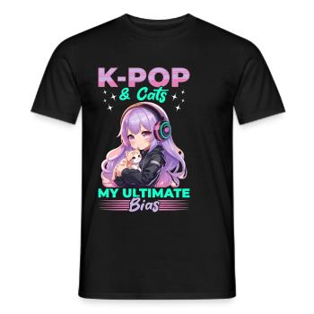Anime K Pop & Cats Kawaii - Männer T-Shirt - Schwarz - Vorne - AI Model Male 178 light (178cm)
