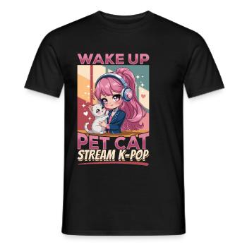 Anime K Pop & Cats Kawaii - Männer T-Shirt - Schwarz - Vorne - AI Model Male 178 light (178cm)