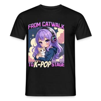 Anime K Pop & Cats Kawaii - Männer T-Shirt - Schwarz - Vorne - AI Model Male 178 light (178cm)