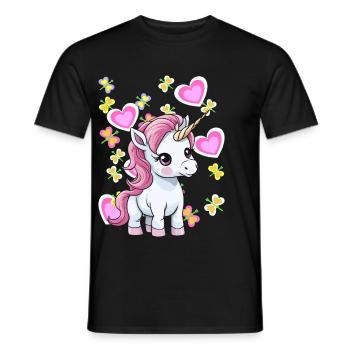 Unicorn Unicorns Horse Horses Children Child - Men's T-Shirt - black - Front - AI Model Male 178 light (178cm)