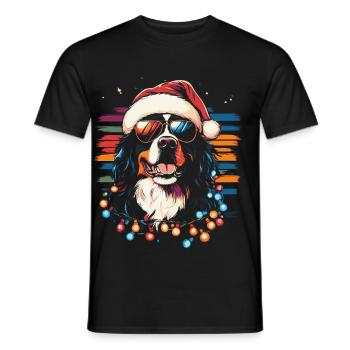 Bouvier bernois avec lunettes de soleil chapeau de Noël - T-shirt homme - noir - Devant - AI Model Male 178 light (178cm)