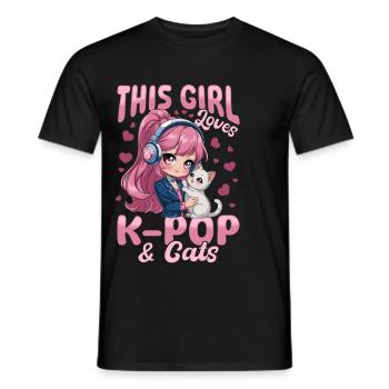Anime K Pop & Cats Kawaii - Männer T-Shirt - Schwarz - Vorne - AI Model Male 178 light (178cm)