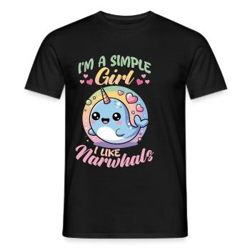 Narwhal Chibi Kawaii - Männer T-Shirt - Schwarz - Vorne - AI Model Male 178 light (178cm)