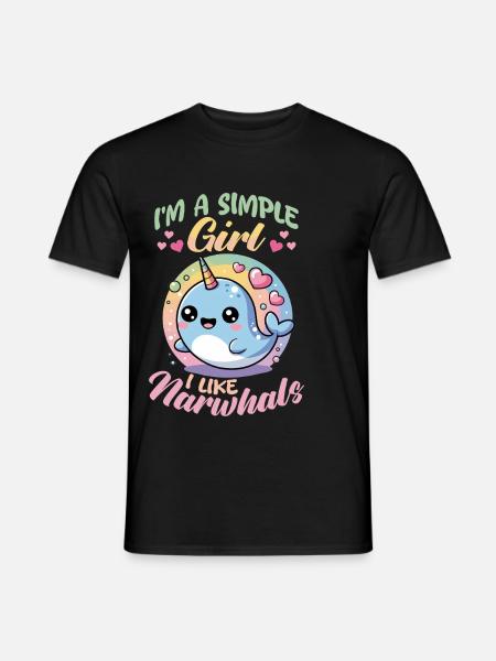 Narwhal Chibi Kawaii - Männer T-Shirt - Schwarz