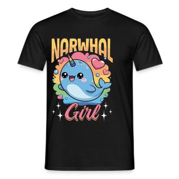 Narwhal Chibi Kawaii - Männer T-Shirt - Schwarz - Vorne - AI Model Male 178 light (178cm)