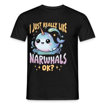 Narwhal Chibi Kawaii - Männer T-Shirt - Schwarz - Vorne - AI Model Male 178 light (178cm)
