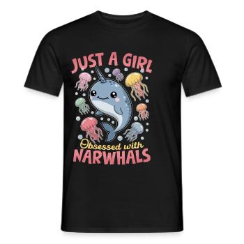 Narval Chibi Kawaii - T-shirt homme - noir - Devant - AI Model Male 178 light (178cm)