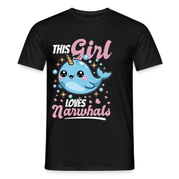 Narwhal Chibi Kawaii - Männer T-Shirt - Schwarz - Vorne - AI Model Male 178 light (178cm)