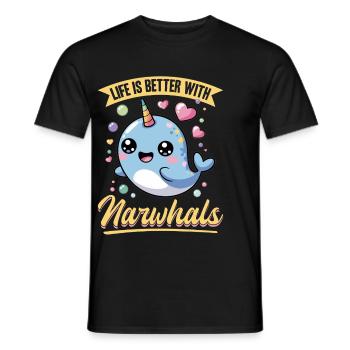 Narval Chibi Kawaii - T-shirt homme - noir - Devant - AI Model Male 178 light (178cm)