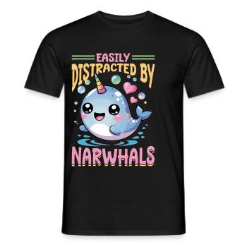 Narwhal Chibi Kawaii - Männer T-Shirt - Schwarz - Vorne - AI Model Male 178 light (178cm)