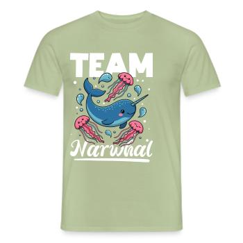 Narwhal Chibi Kawaii - Männer T-Shirt - Sage - Vorne - AI Model Male 178 light (178cm)