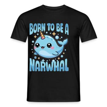 Narwhal Chibi Kawaii - Männer T-Shirt - Schwarz - Vorne - AI Model Male 178 light (178cm)