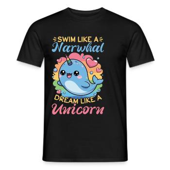 Narwhal Chibi Kawaii - Männer T-Shirt - Schwarz - Vorne - AI Model Male 178 light (178cm)