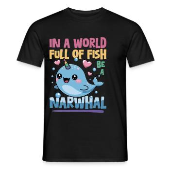 Narwhal Chibi Kawaii - Männer T-Shirt - Schwarz - Vorne - AI Model Male 178 light (178cm)